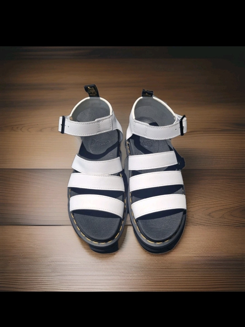 Dr. Martens White Blaire Leather Strappy Sandals